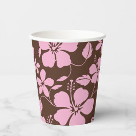 VASOS DE PAPEL HULA HAWAIANA (HIBISCO) MARRÓN/ROSA