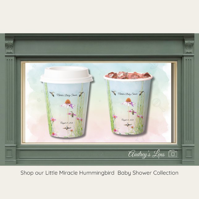 Vasos De Papel Hummingbird & Wildflower Baby Shower (Subido por el creador)