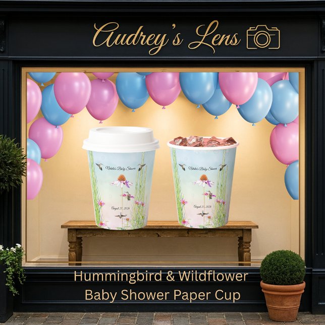 Vasos De Papel Hummingbird & Wildflower Baby Shower (Subido por el creador)