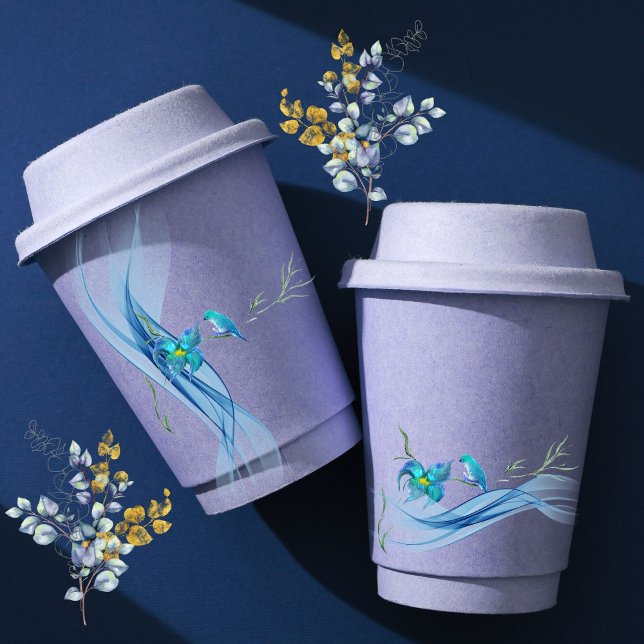 Vasos De Papel Hummingbird y olas azules Cubos de papel de cumple (Subido por el creador)