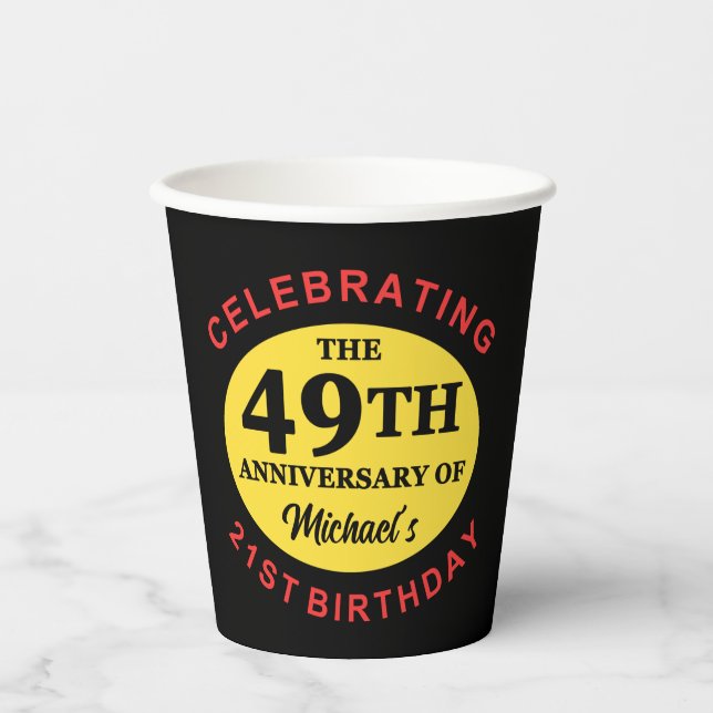 Vasos De Papel Humor de cumpleaños 70 del personalizado (Anverso)