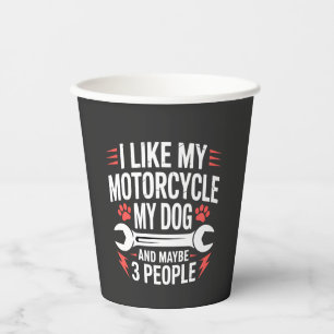 Vasos De Papel Humor Dueño de Perro en Motocicleta
