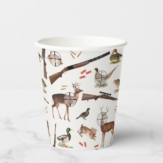 Vasos De Papel Hunting Wildlife Outdoorsman Pattern (Anverso)