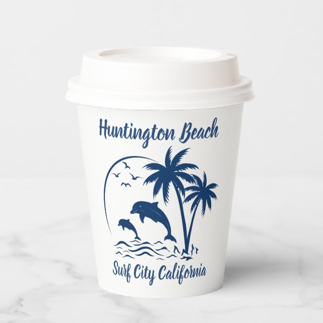Vasos De Papel Huntington Beach California Dark Blue (Anverso)