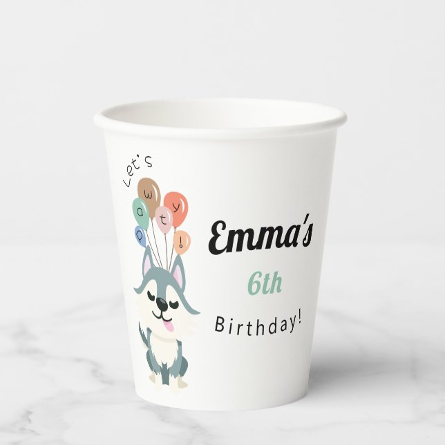 Vasos De Papel Husky Birthday Party (Anverso)