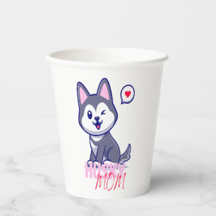 Vasos De Papel Husky Dog Mom Cute Kawaii Puppy