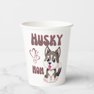 Vasos De Papel Husky Dog Mom Kawaii Puppy Cute Gracioso diseño