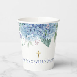 Vasos De Papel Hydrangea azul Bautismo