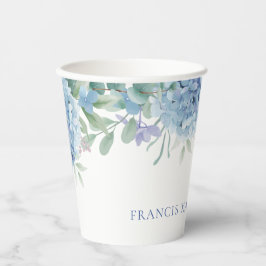 Vasos De Papel Hydrangea azul Bautismo