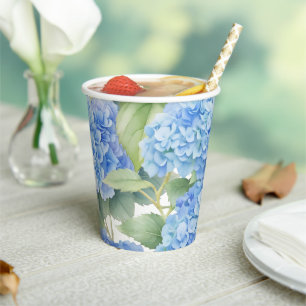 Vasos De Papel Hydrangea Flores azules es un niño Baby Shower