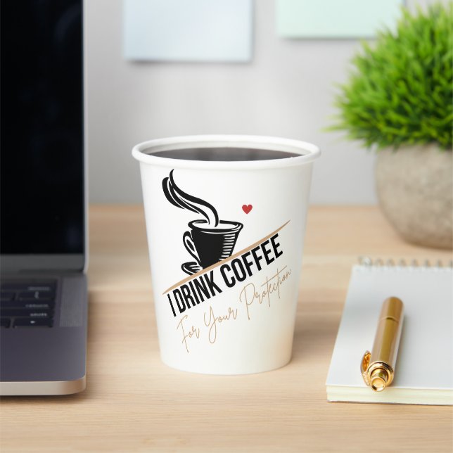 Vasos De Papel I Drink Coffee For Your Protection Tee Funny Retro (in situ)