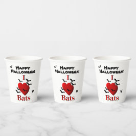 Vasos De Papel I Heart Bats Happy Halloween
