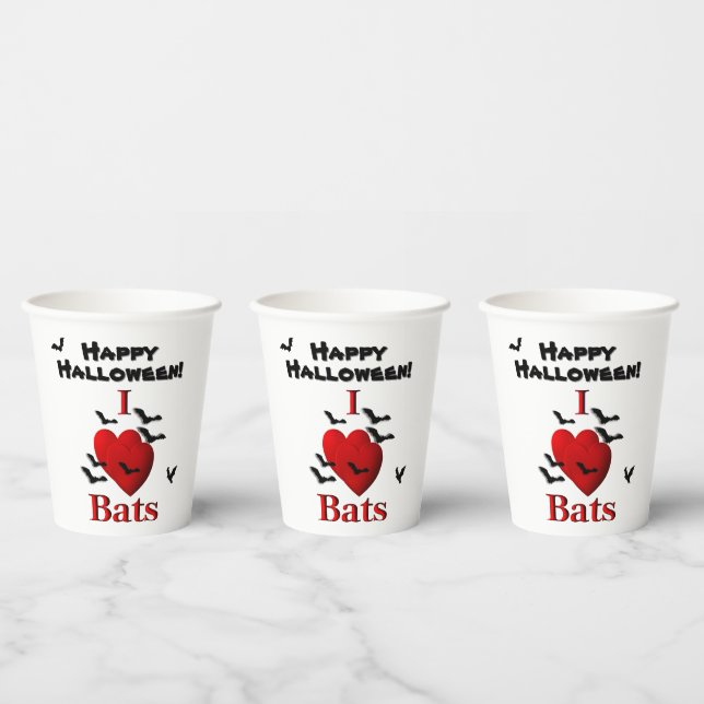 Vasos De Papel I Heart Bats Happy Halloween (Multi)