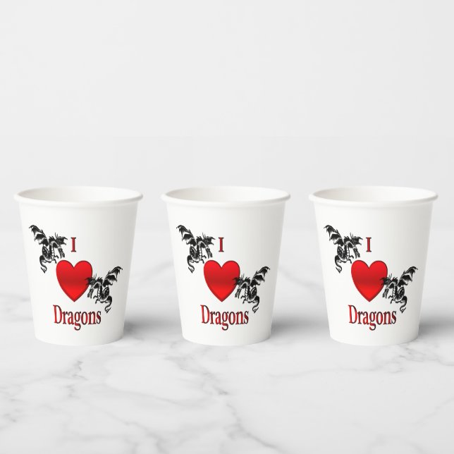 Vasos De Papel I Heart Dragons (Multi)