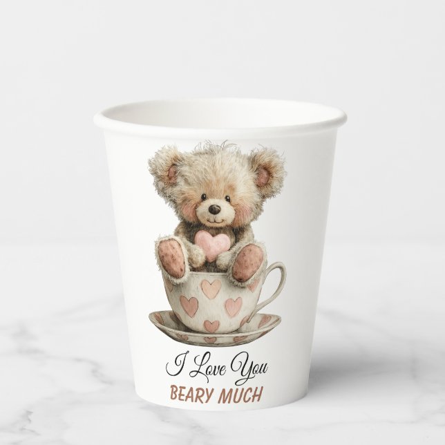 Vasos De Papel I Love You Beary Much In Cup Postcard (Anverso)