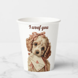 Vasos De Papel I woof you Vintage Pup Valentine's Day