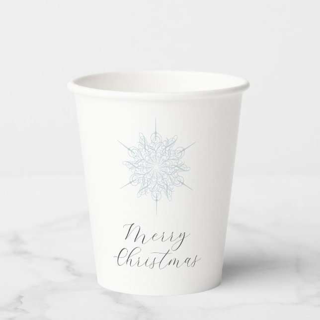 Vasos De Papel Ice Blue Snowflake Feliz Fiesta de Navidad (Anverso)