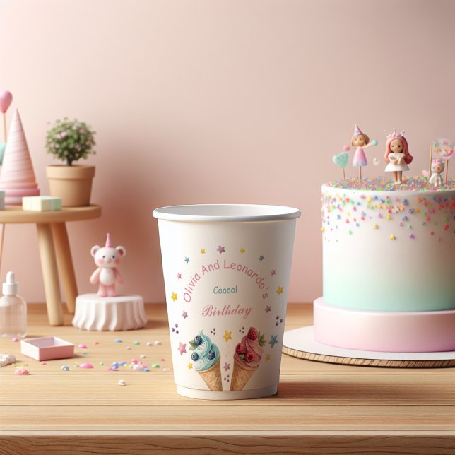 Vasos De Papel Ice Cream Guay Birday Party (Subido por el creador)