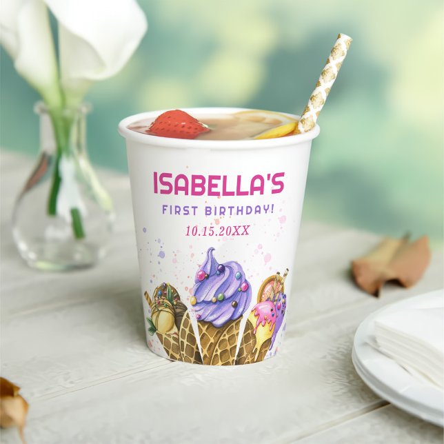 Vasos De Papel Ice Cream Primer Fiesta de Cumpleaños (Subido por el creador)