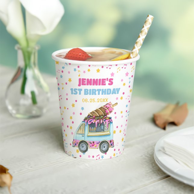 Vasos De Papel Ice Cream Primer Fiesta de Cumpleaños (Subido por el creador)