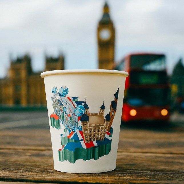 Vasos De Papel Icónicos monumentos de Londres Mapa británico de v (Subido por el creador)