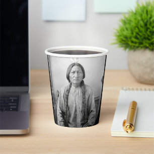 Vasos De Papel Icono Americano Nativo: Líder Lakota Toro Sentado