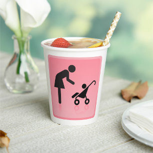 Vasos De Papel Icono De Madre E Hijo
