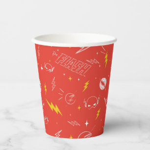 Vasos De Papel Icono de relámpago de Flash y patrón de garabatos