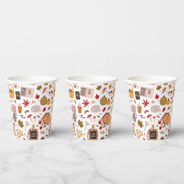 Vasos De Papel Iconos acogedores de otoño y caprichos de cosecha (Multi)