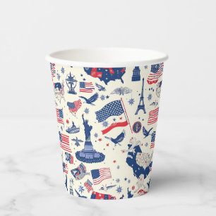 Vasos De Papel Íconos patrióticos - Estatua de la Libertad, Bande