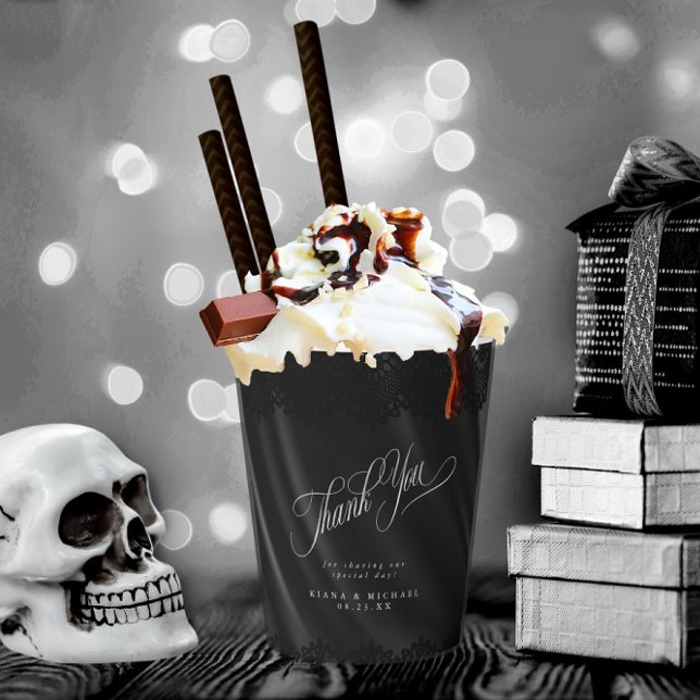 Vasos De Papel ID866 del Boda satinado y de encaje negro gótico (Subido por el creador)