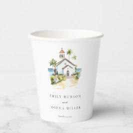 Vasos De Papel Iglesia Católica Boda Tropical