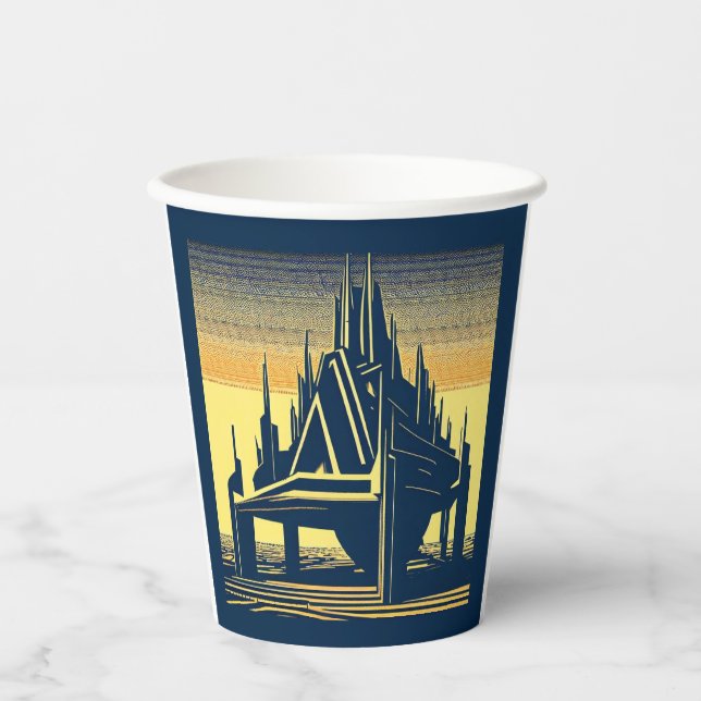 Vasos De Papel Iglesia Futurista de SF 2 (Anverso)