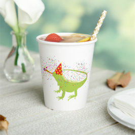 Vasos De Papel Iguana Lizard de animales de fiesta con Fiesta