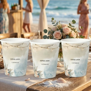 Vasos De Papel Iluminación de Playa Elegante Minimalista Boda Mod