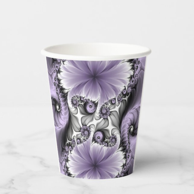 Vasos De Papel Ilusión Lilac Resumen Arte Fractal Floral Fantasía (Anverso)
