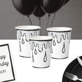 Vasos De Papel Ilusión óptica Partido de cumpleaños de historieta