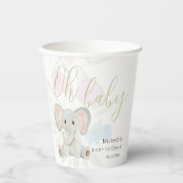 Vasos De Papel Ilustracion acuático de elefante de primavera cúrc