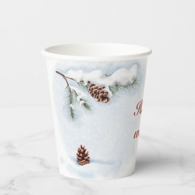 Vasos De Papel ilustracion acuático "Happy Winter" (Anverso)