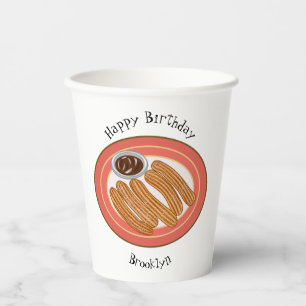 Vasos De Papel Ilustracion Churro personalizado
