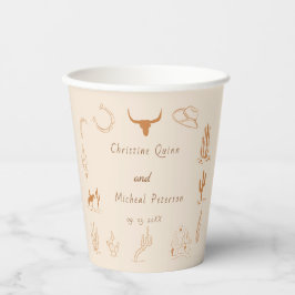 Vasos De Papel Ilustración de boda vaquera occidental boho