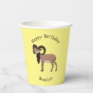 Vasos De Papel Ilustracion de cabra de Mouflon