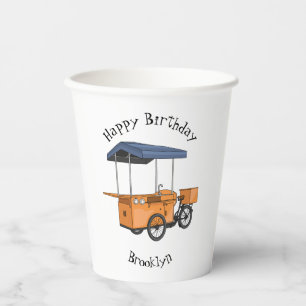 Vasos De Papel Ilustracion de carrito de comida para bicicletas p