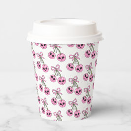 Vasos De Papel Ilustración de cereza de Halloween rosa linda
