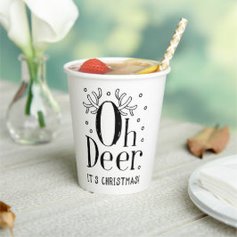 Vasos De Papel Ilustración de ciervo de Navidad en taza de café t