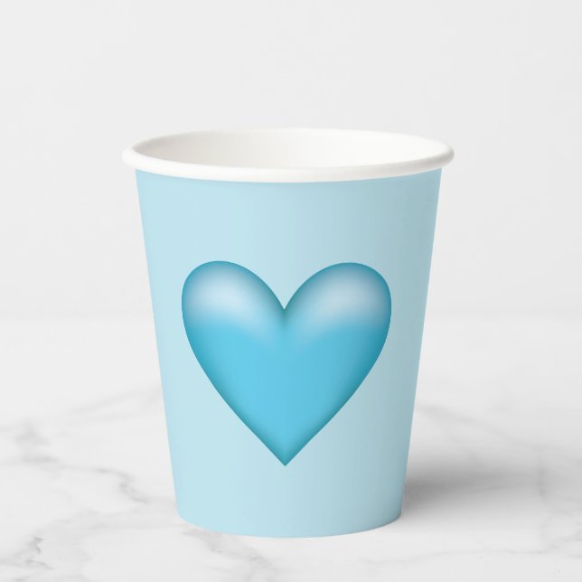 Vasos De Papel Ilustración de corazón azul (Anverso)