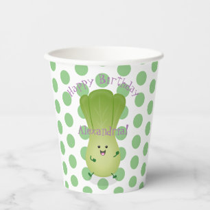 Vasos De Papel Ilustración de dibujos animados de bebé bok choy l