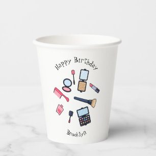 Vasos De Papel Ilustración de dibujos animados de cosméticos / ma