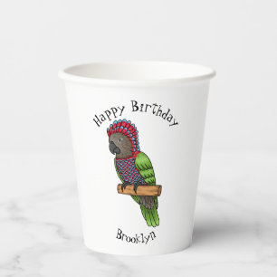 Vasos De Papel Ilustración de dibujos animados de loro de cabeza