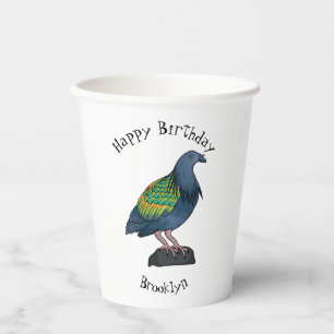 Vasos De Papel ilustración de dibujos animados de paloma Nicobar